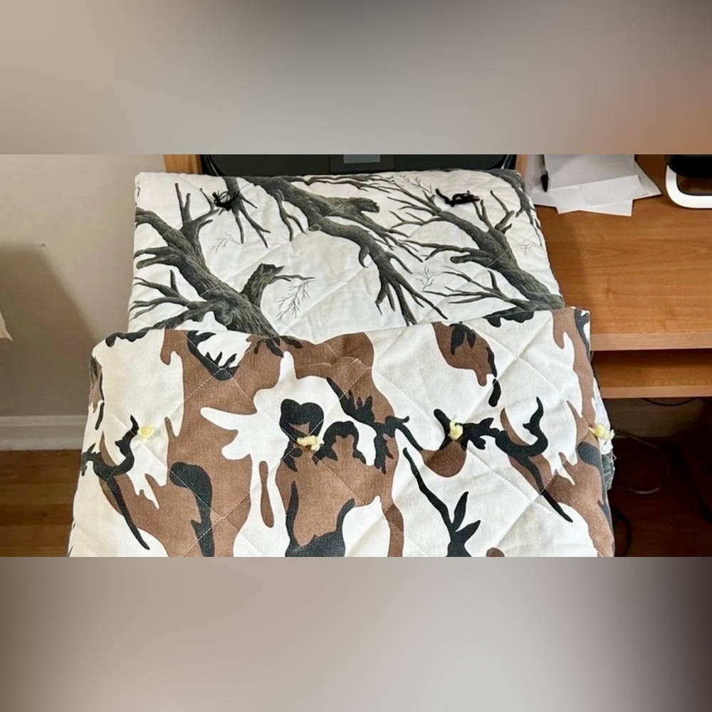 Quilts lot of 2 throw blankets homemade camouflauge bedding